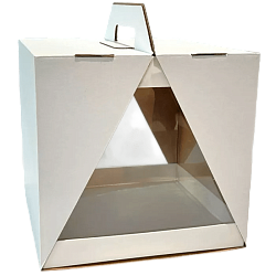 Коробка для торта с ручками двусоставная 23,5 см*23,5 см*22 см